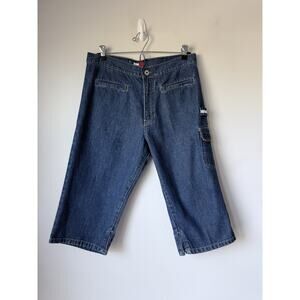 Vintage Y2K Tommy Hilfiger Jean Shorts Size 9 Cargo carpenter Loop Denim 30x16